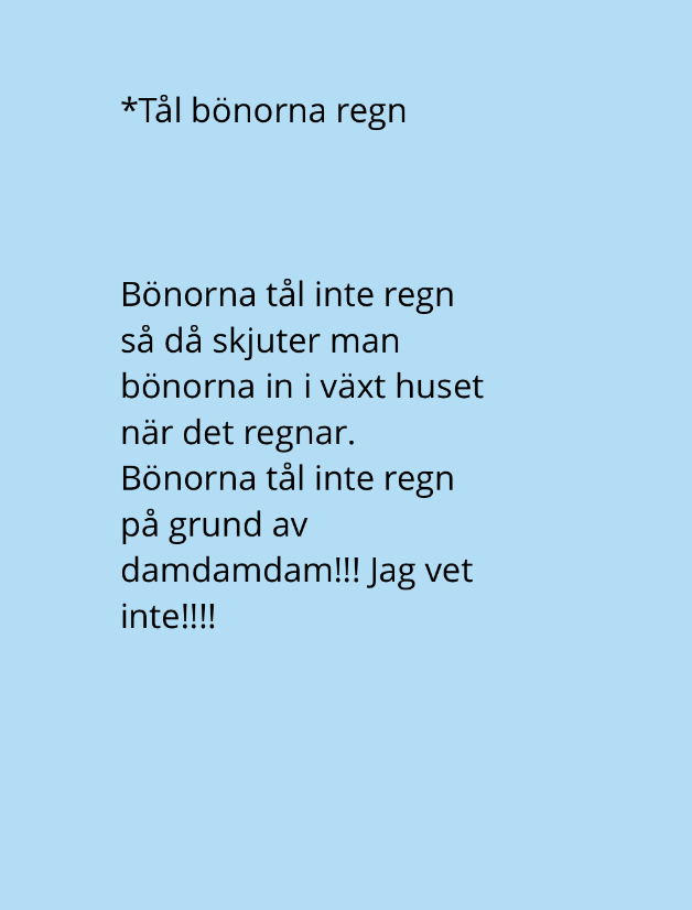 Text tål bönor regn